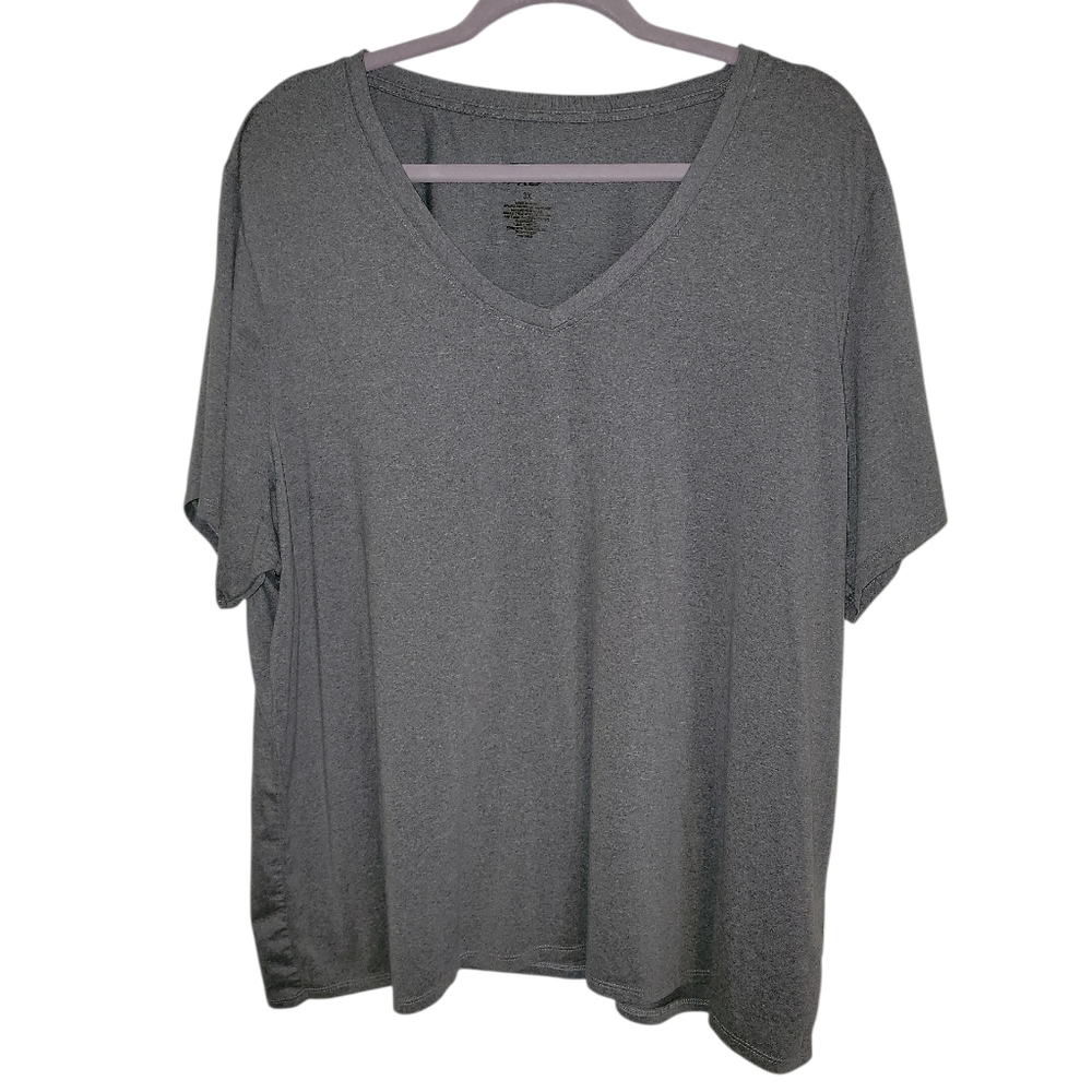 Zone Pro Charcoal V-Neck Short Sleeve Top Plus Size 3X